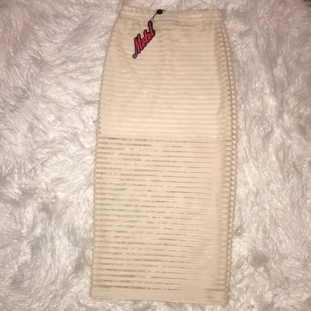 NWT Motel Rocks Stripe Midi Skirt Ivory Small